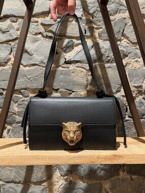 Gucci Black Animalier Shoulder Flap Bag